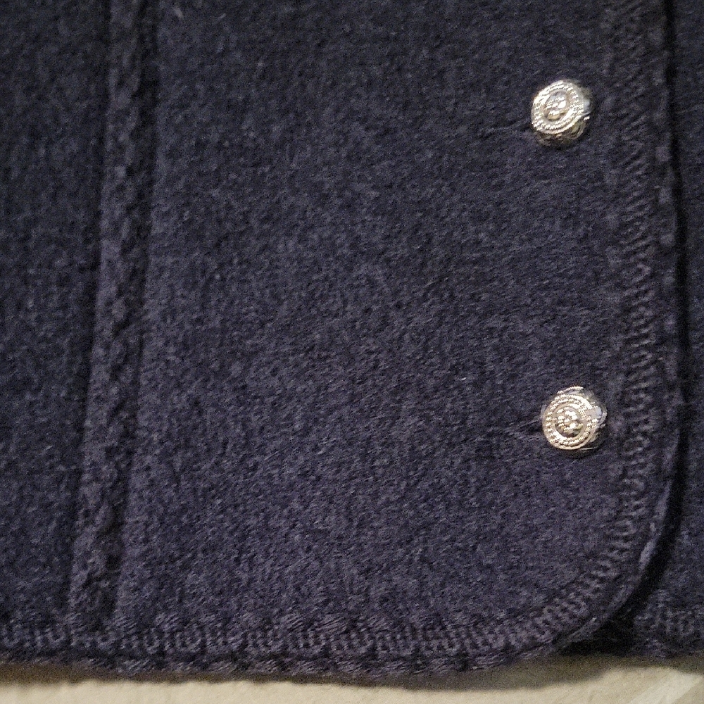 Vintage Lands End Midnight Navy Blue Wool Lady Jacket Cardigan - M - Picture 6 of 10